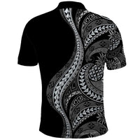 Hawaii Pineapple Gray Scale Tribal Pattern Polo Shirt - Polynesian Pride