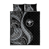 Hawaii Pineapple Gray Scale Tribal Pattern Quilt Bed Set - Polynesian Pride