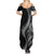 Hawaii Pineapple Gray Scale Tribal Pattern Summer Maxi Dress - Polynesian Pride