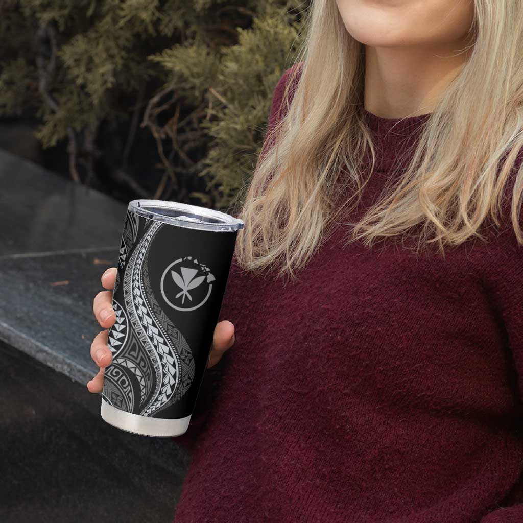 Hawaii Pineapple Gray Scale Tribal Pattern Tumbler Cup - Polynesian Pride