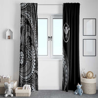 Hawaii Pineapple Gray Scale Tribal Pattern Window Curtain - Polynesian Pride