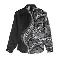 Hawaii Pineapple Gray Scale Tribal Pattern Women Casual Shirt - Polynesian Pride