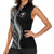 Hawaii Pineapple Gray Scale Tribal Pattern Women Sleeveless Polo Shirt - Polynesian Pride
