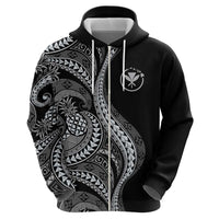 Hawaii Pineapple Gray Scale Tribal Pattern Zip Hoodie - Polynesian Pride