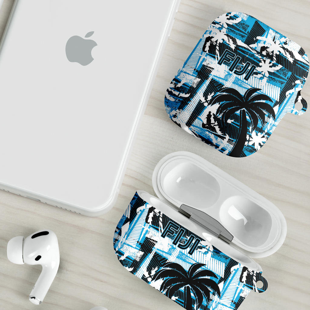 Fijian Rugby AirPods Case Grunge Palm Stylized