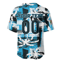 Custom Fijian Rugby Baseball Jersey Grunge Palm Stylized