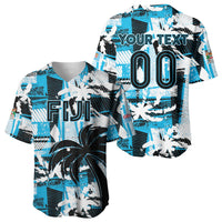 Custom Fijian Rugby Baseball Jersey Grunge Palm Stylized