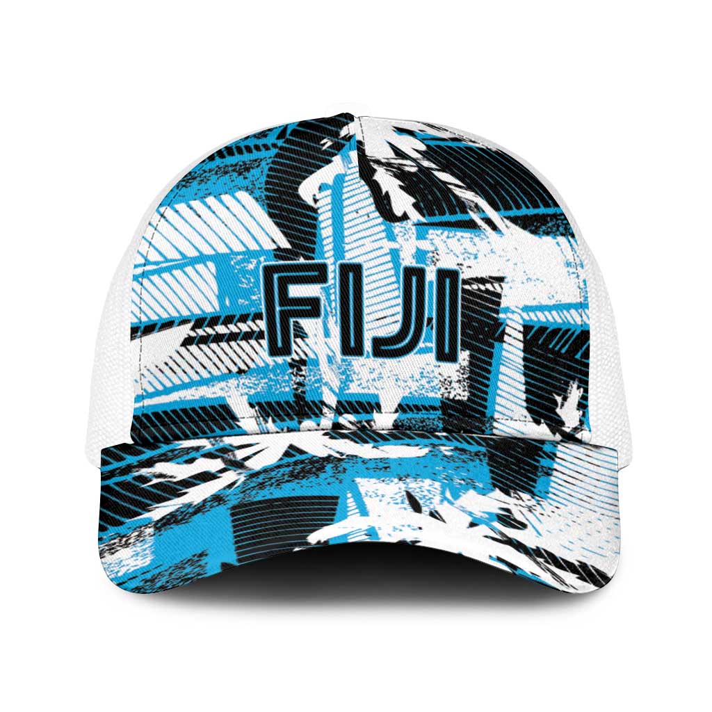 Fijian Rugby Baseball Net Cap Grunge Palm Stylized