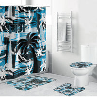 Fijian Rugby Bathroom Set Grunge Palm Stylized