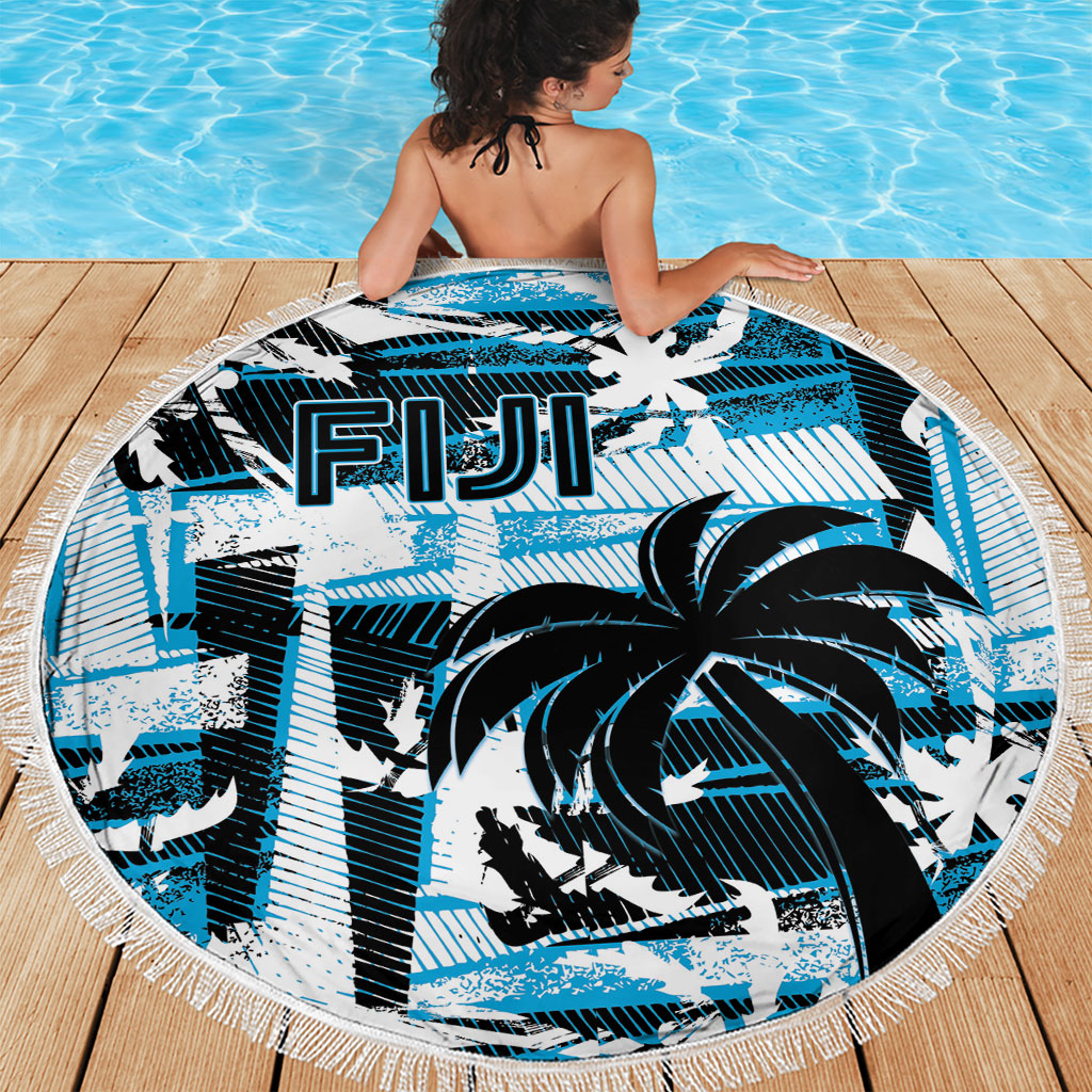 Fijian Rugby Beach Blanket Grunge Palm Stylized