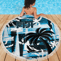 Fijian Rugby Beach Blanket Grunge Palm Stylized