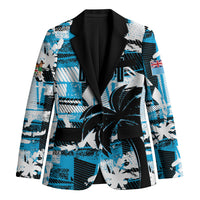 Custom Fijian Rugby Blazer Grunge Palm Stylized