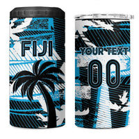 Custom Fijian Rugby 4 in 1 Can Cooler Tumbler Grunge Palm Stylized