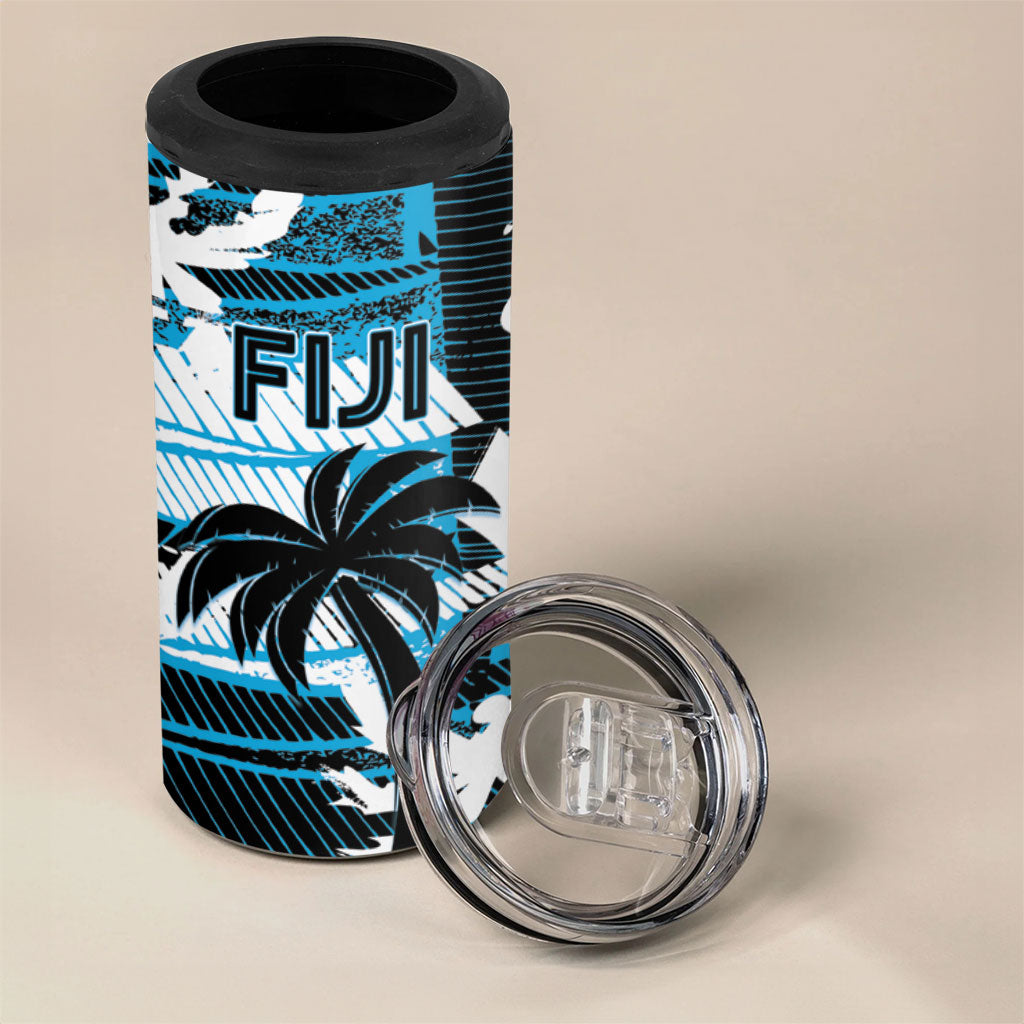 Custom Fijian Rugby 4 in 1 Can Cooler Tumbler Grunge Palm Stylized