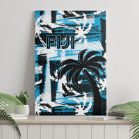 Fijian Rugby Canvas Wall Art Grunge Palm Stylized