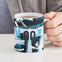 Custom Fijian Rugby Ceramic Mug Grunge Palm Stylized