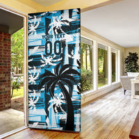 Custom Fijian Rugby Door Cover Grunge Palm Stylized