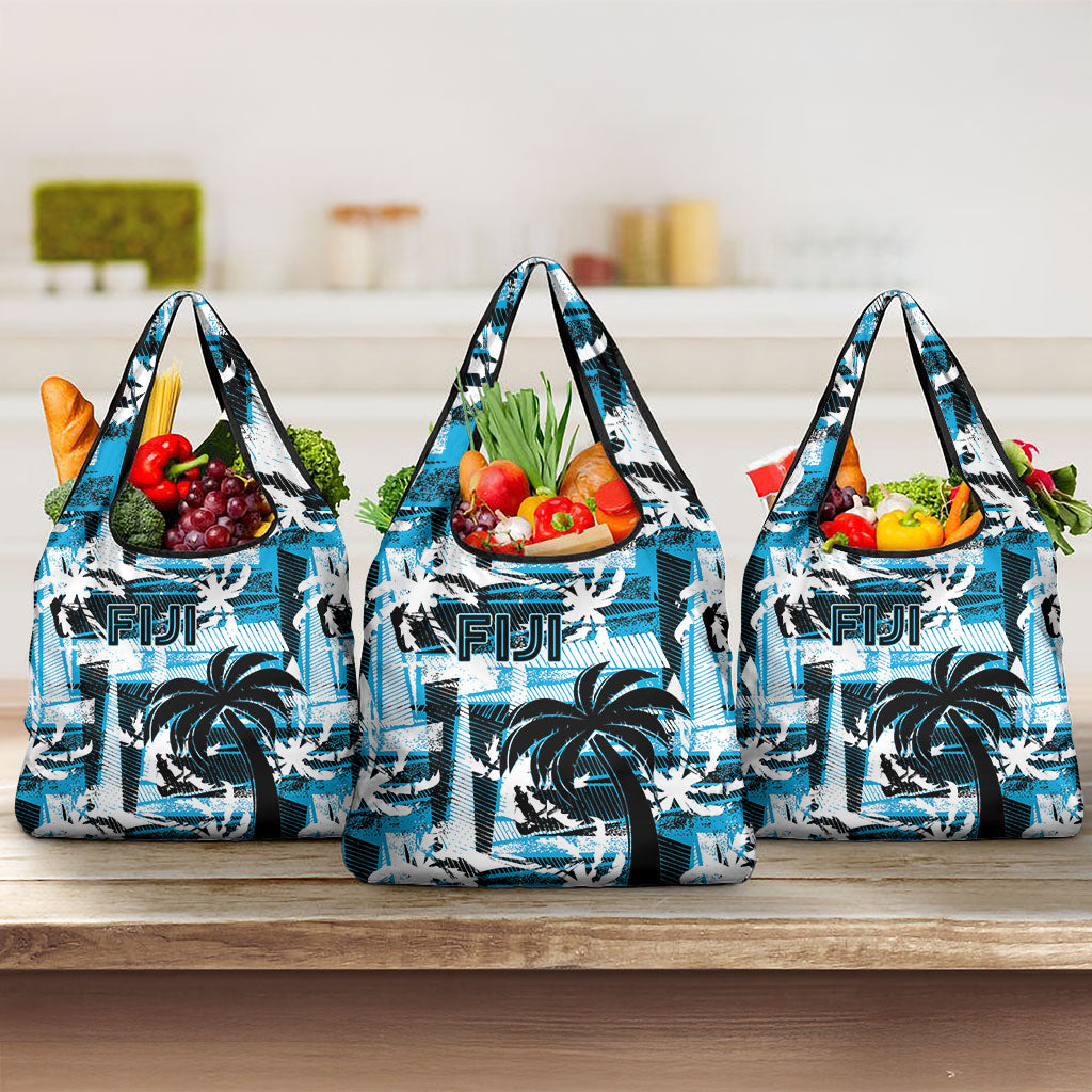 Fijian Rugby Grocery Bag Grunge Palm Stylized