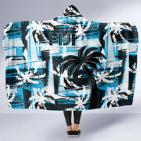 Fijian Rugby Hooded Blanket Grunge Palm Stylized