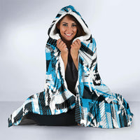Fijian Rugby Hooded Blanket Grunge Palm Stylized