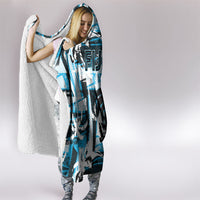 Fijian Rugby Hooded Blanket Grunge Palm Stylized