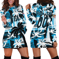 Custom Fijian Rugby Hoodie Dress Grunge Palm Stylized