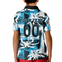 Custom Fijian Rugby Kid Polo Shirt Grunge Palm Stylized