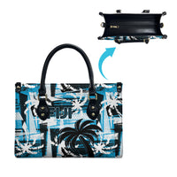 Fijian Rugby Leather Bag Grunge Palm Stylized