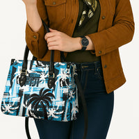 Fijian Rugby Leather Bag Grunge Palm Stylized