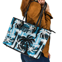 Fijian Rugby Leather Tote Bag Grunge Palm Stylized