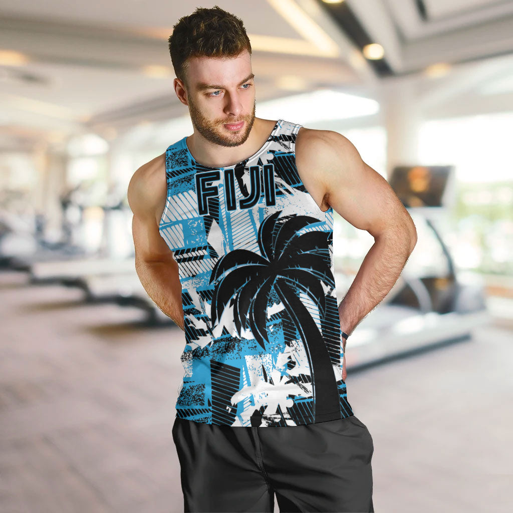 Custom Fijian Rugby Men Tank Top Grunge Palm Stylized