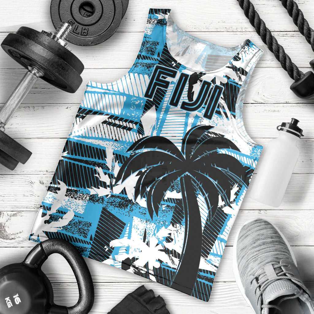 Custom Fijian Rugby Men Tank Top Grunge Palm Stylized