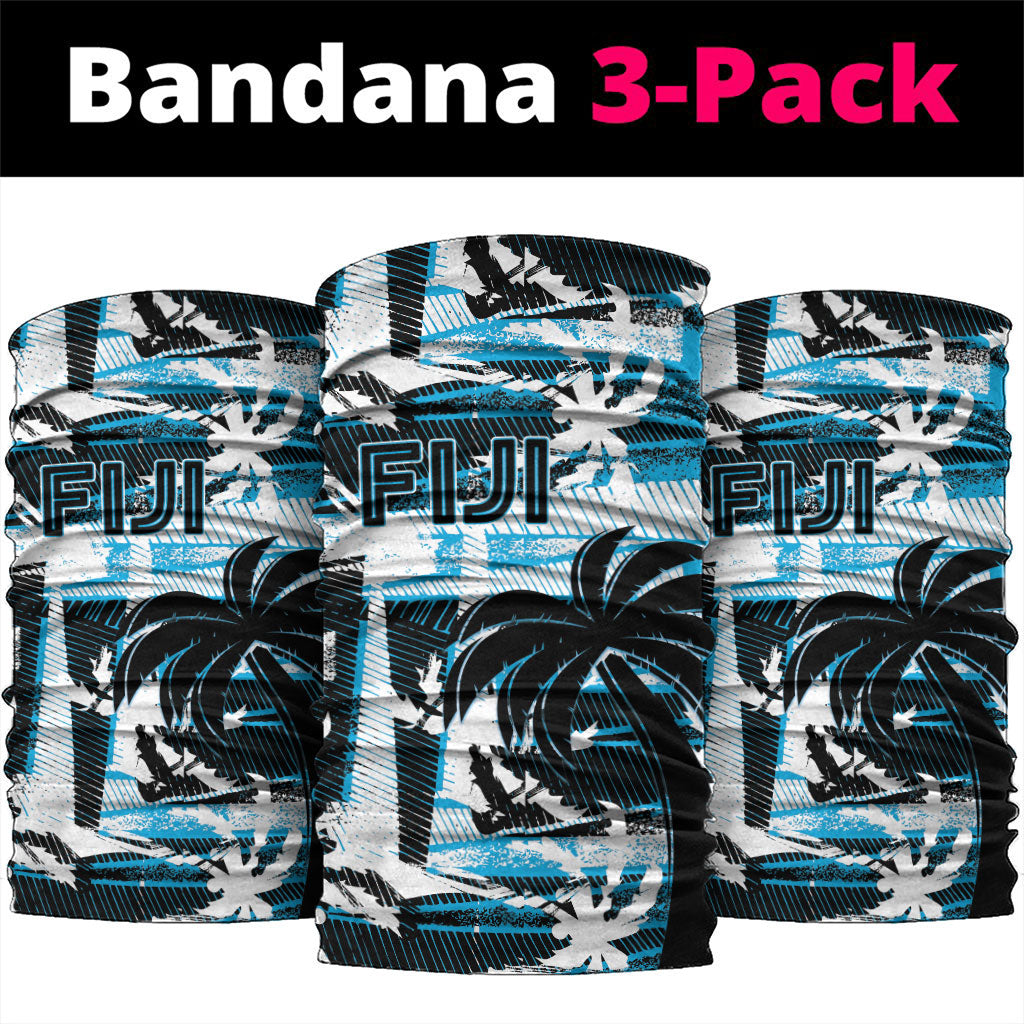 Fijian Rugby Neck Gaiter Grunge Palm Stylized LT01 package One Size: 25*50cm Blue - Polynesian Pride