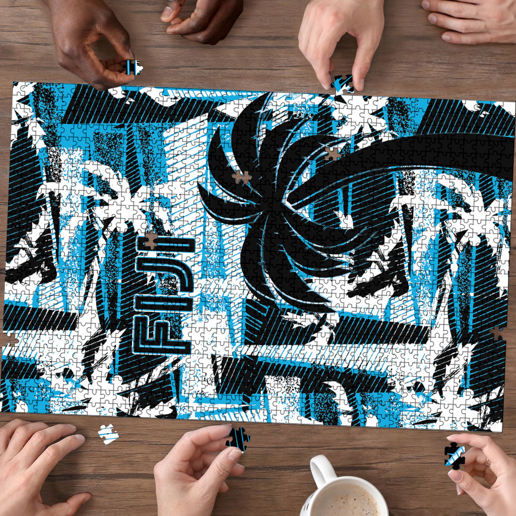 Fijian Rugby Puzzle Grunge Palm Stylized