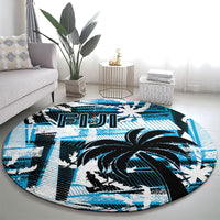 Fijian Rugby Round Carpet Grunge Palm Stylized