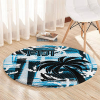 Fijian Rugby Round Carpet Grunge Palm Stylized