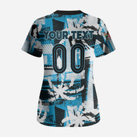 Custom Fijian Rugby Scrub Top Grunge Palm Stylized