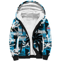 Custom Fijian Rugby Sherpa Hoodie Grunge Palm Stylized