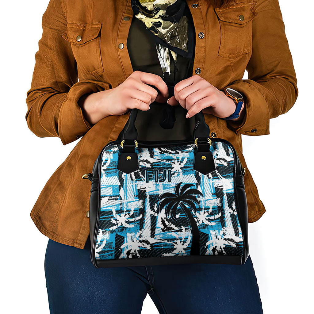 Fijian Rugby Shoulder Handbag Grunge Palm Stylized