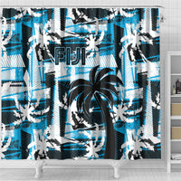 Fijian Rugby Shower Curtain Grunge Palm Stylized