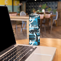 Custom Fijian Rugby Skinny Tumbler Grunge Palm Stylized