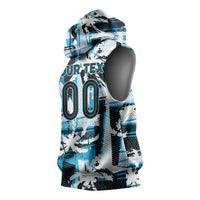 Custom Fijian Rugby Sleeveless Hoodie Grunge Palm Stylized
