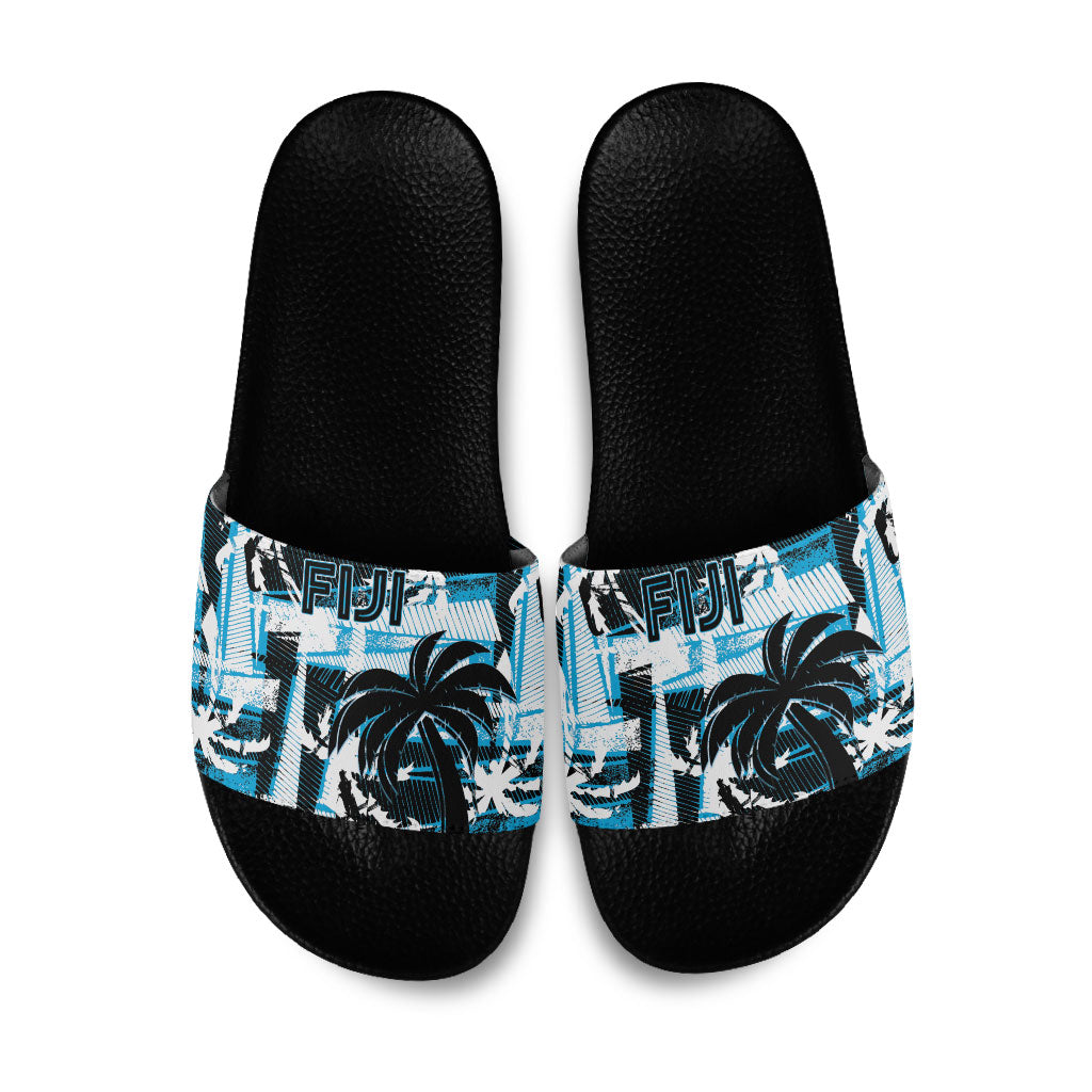 Fijian Rugby Slide Sandals Grunge Palm Stylized