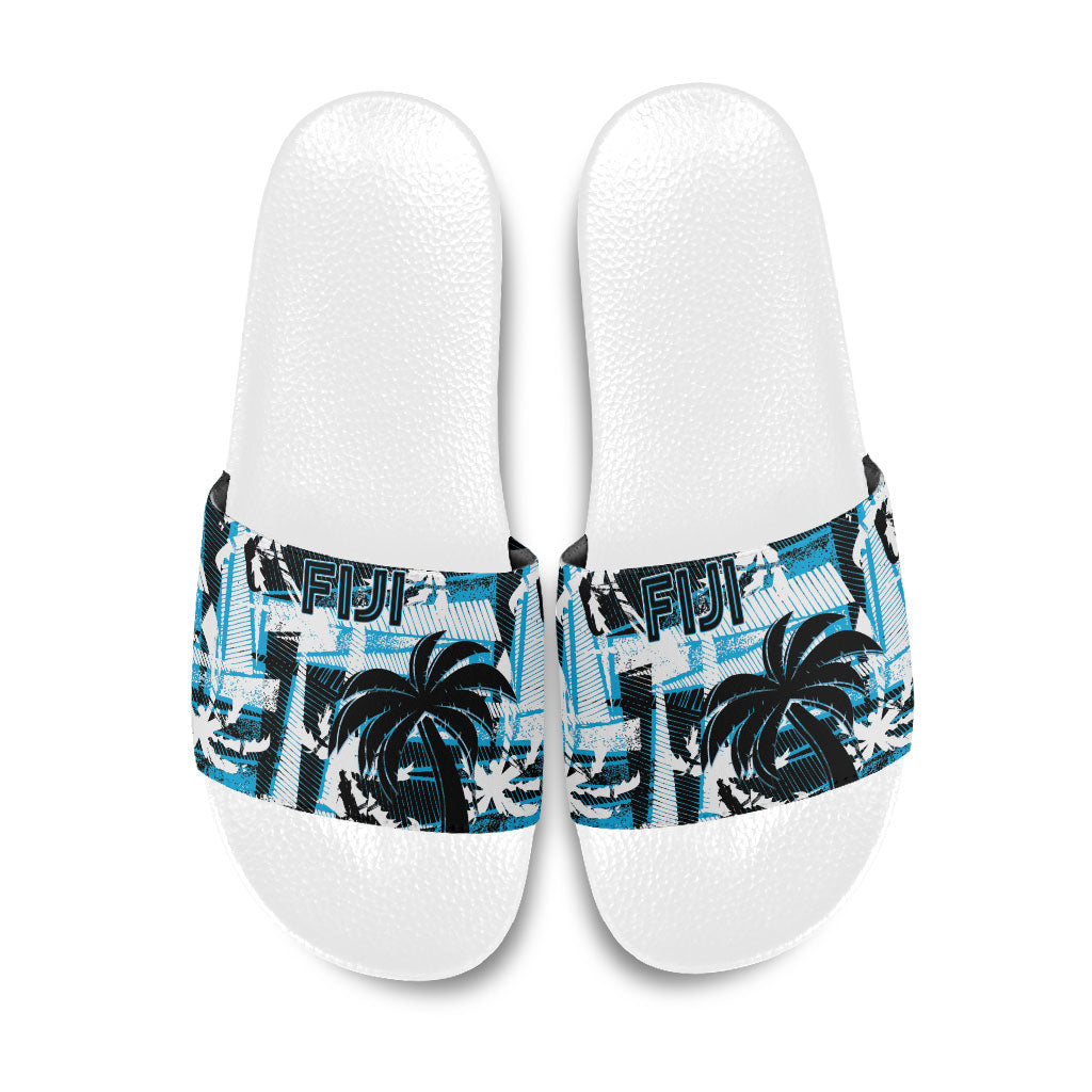 Fijian Rugby Slide Sandals Grunge Palm Stylized