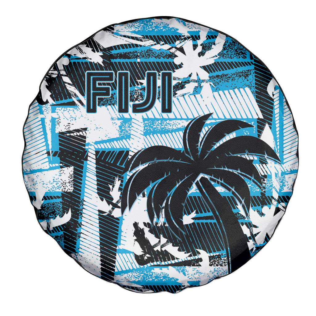 Fijian Rugby Spare Tire Cover Grunge Palm Stylized