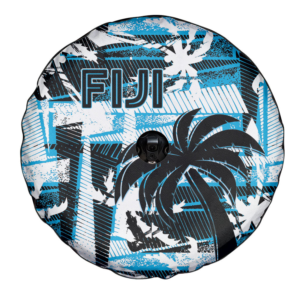 Fijian Rugby Spare Tire Cover Grunge Palm Stylized
