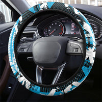 Fijian Rugby Steering Wheel Cover Grunge Palm Stylized