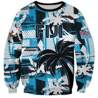 Custom Fijian Rugby Sweatshirt Grunge Palm Stylized