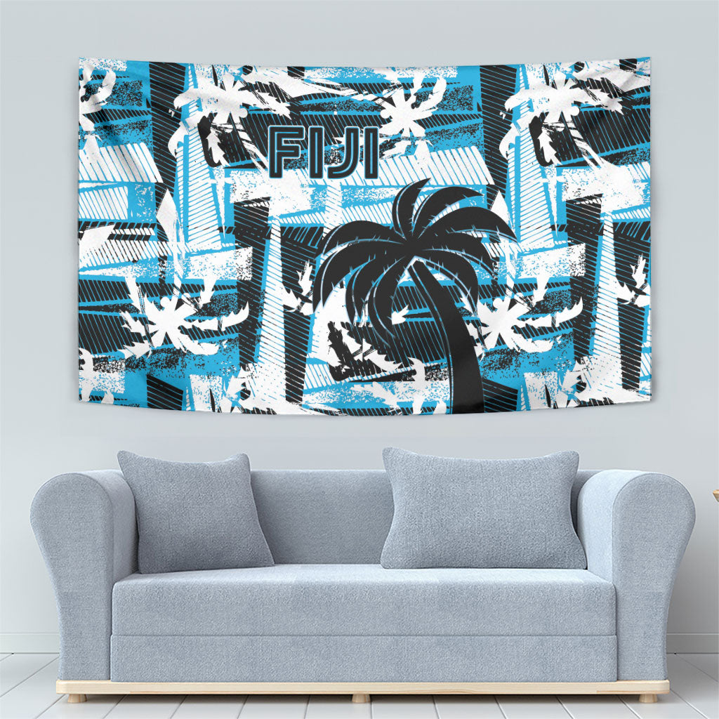 Fijian Rugby Tapestry Grunge Palm Stylized