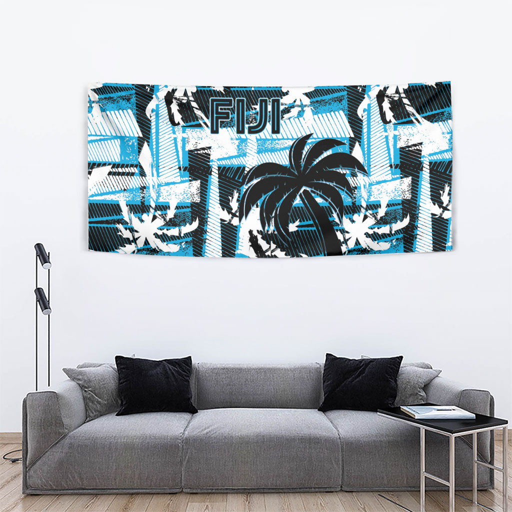 Fijian Rugby Tapestry Grunge Palm Stylized